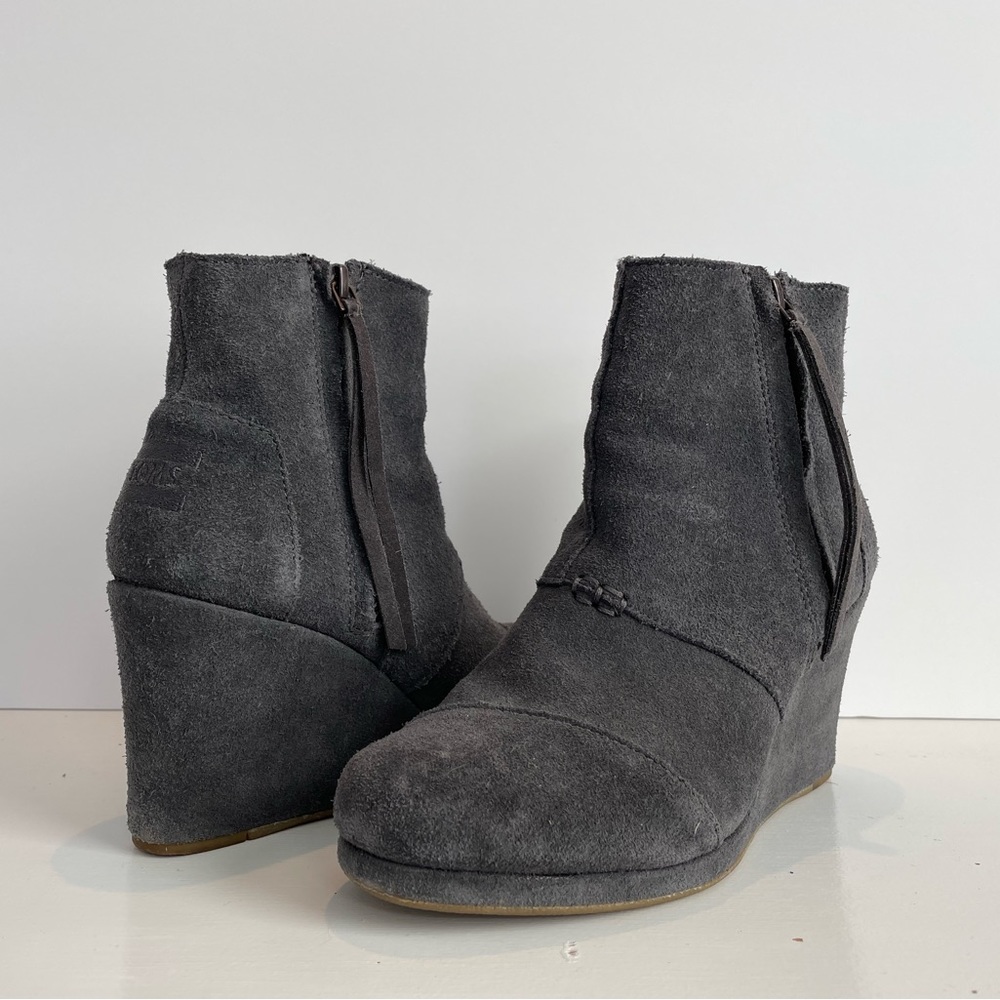 TOMS Suede Wedge Booties - NWOT